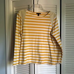 J crew stripped long sleeve top- suede detail- size large